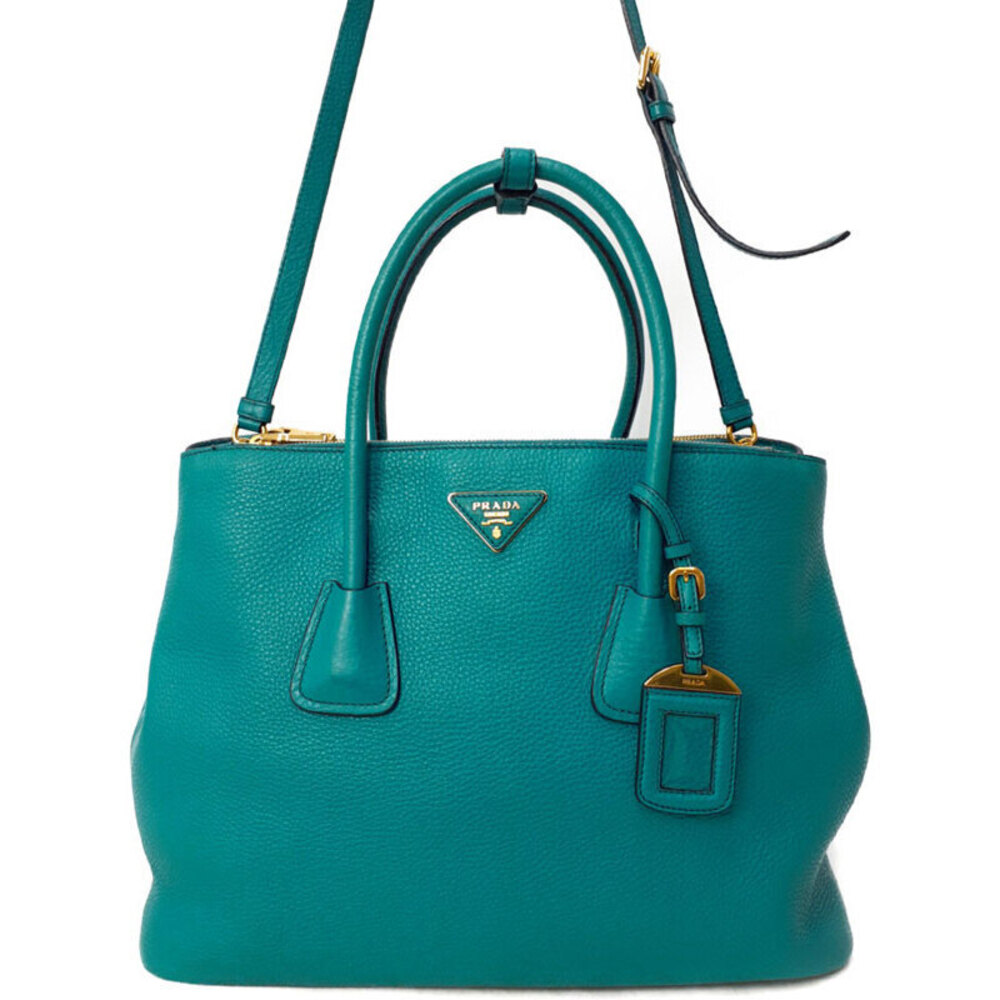 Prada Saffiano Cuir Turnlock tote bag Turqoise Blue Green